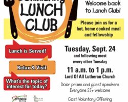 Community Lunch Club 55+ Welcome Back