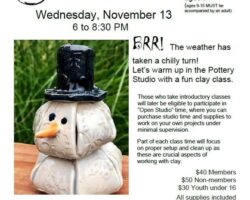 Clay Hand Build Snowman at Wheatland Society of Arts